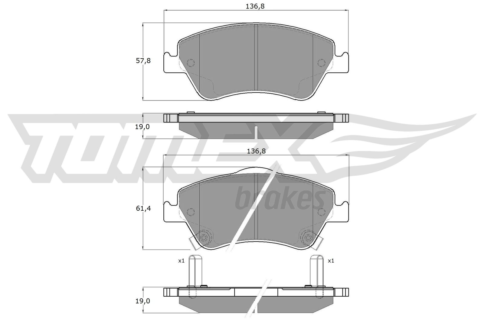 Sada brzdových platničiek kotúčovej brzdy TOMEX Brakes